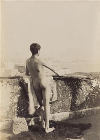GUGLIELMO PLÜSCHOW (1852-1930)  Group of 3 en plein air male nude studies.